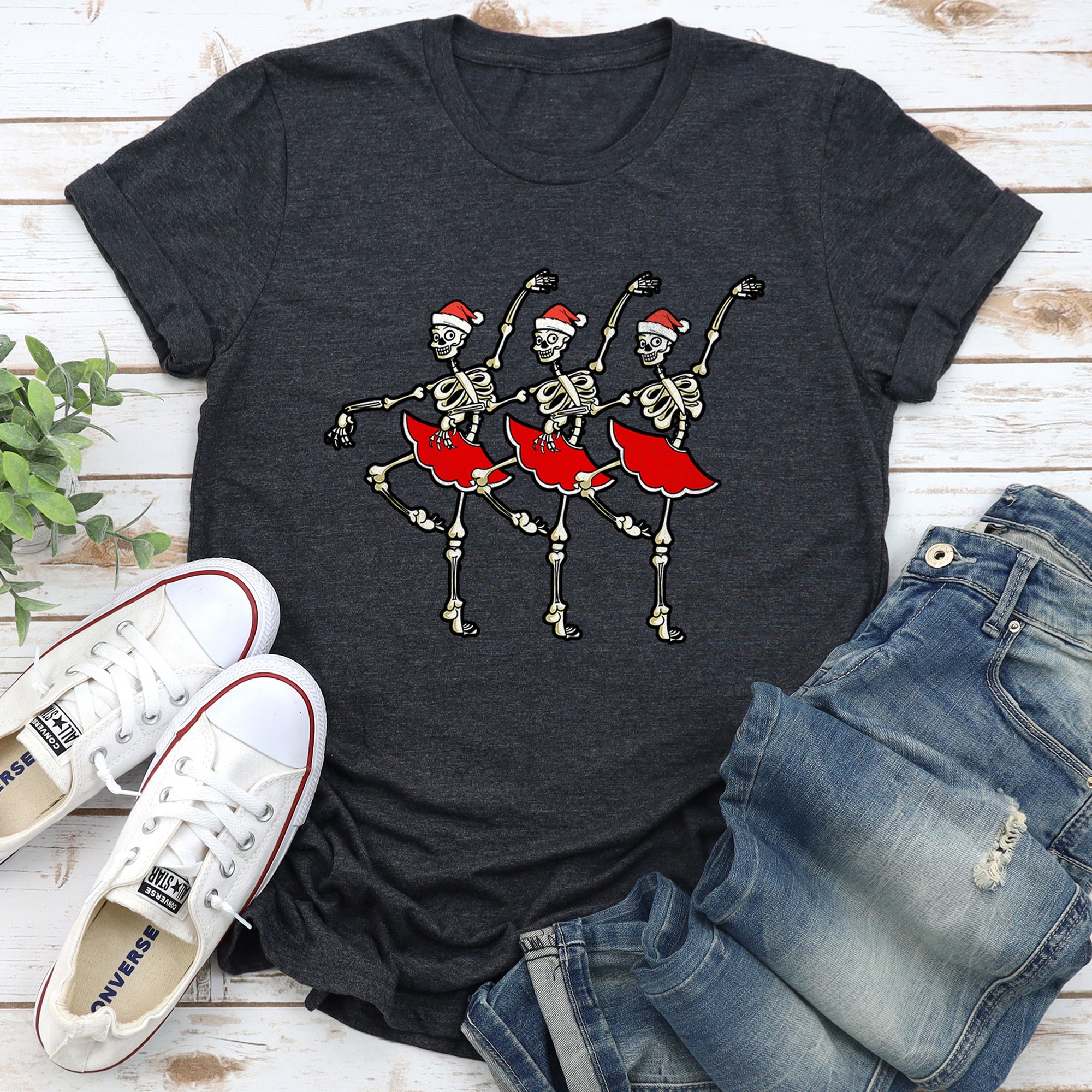 Dancing Skeleton Santa Girls, Ballet, Christmas Super Soft Tees