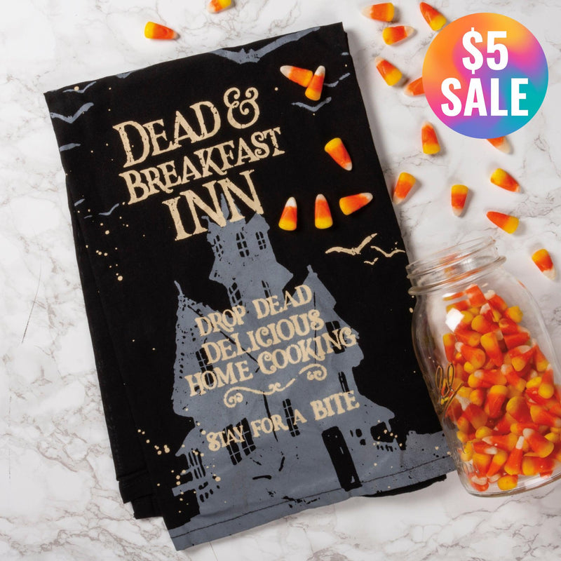 Dead And Breakfast Inn Halloween Dish Cloth Towel | Novelty Silly Tea Towels | Spooky Hilarious Kitchen Hand Towel | 28