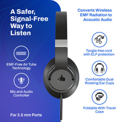 EMF Radiation-Free Air Tube Over-Ear Headphones