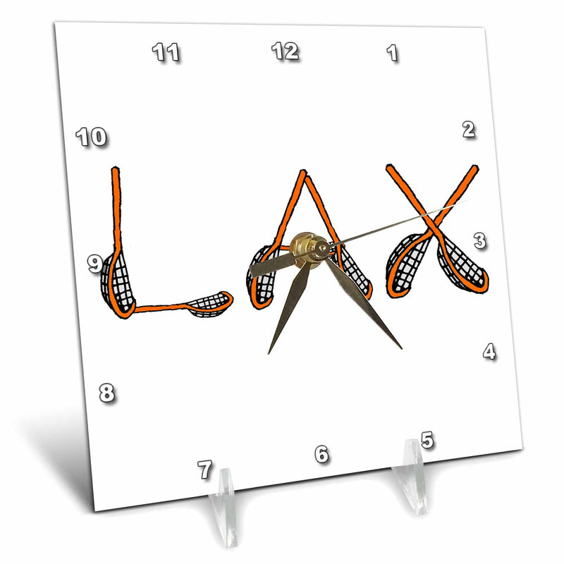 3dRose Funny Cute LAX Crossed Lacrosse Sticks Sports Design - Desk Clocks (dc-364590)