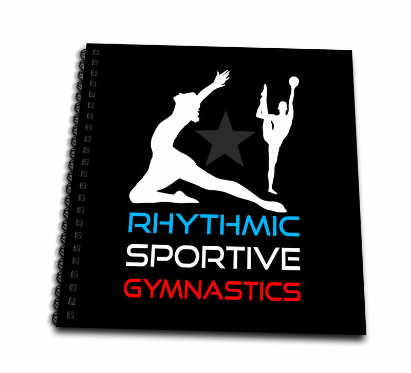 3dRose Alexis Design - Sport Gymnastics - Rhythmic Sportive Gymnastics Texts, Female Sportsmen. Color on Black - Drawing Book
