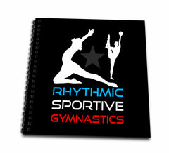 3dRose Alexis Design - Sport Gymnastics - Rhythmic Sportive Gymnastics Texts, Female Sportsmen. Color on Black - Drawing Book