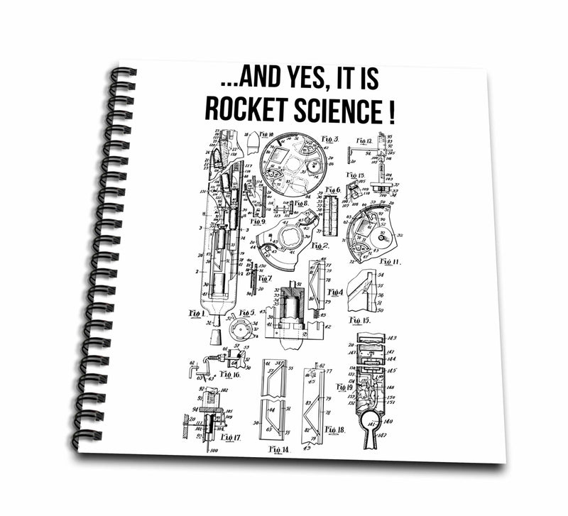 3dRose Carsten Reisinger - Illustrations - Yes It is Rocket Science Funny Rocket Engine Diagram - Drawing Book