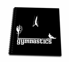 3dRose Alexis Design - Sport Gymnastics - Male and Female Sportsmen. Text Gymnastics. Stylish. White on Black - Drawing Book