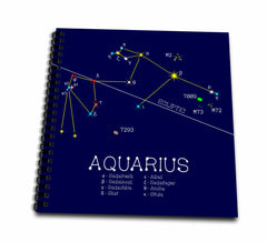 3dRose Alexis Design - Constellations of Stars - Aquarius Zodiac Asterism. Star Colors, Names. Elegant Astronomy - Drawing Book