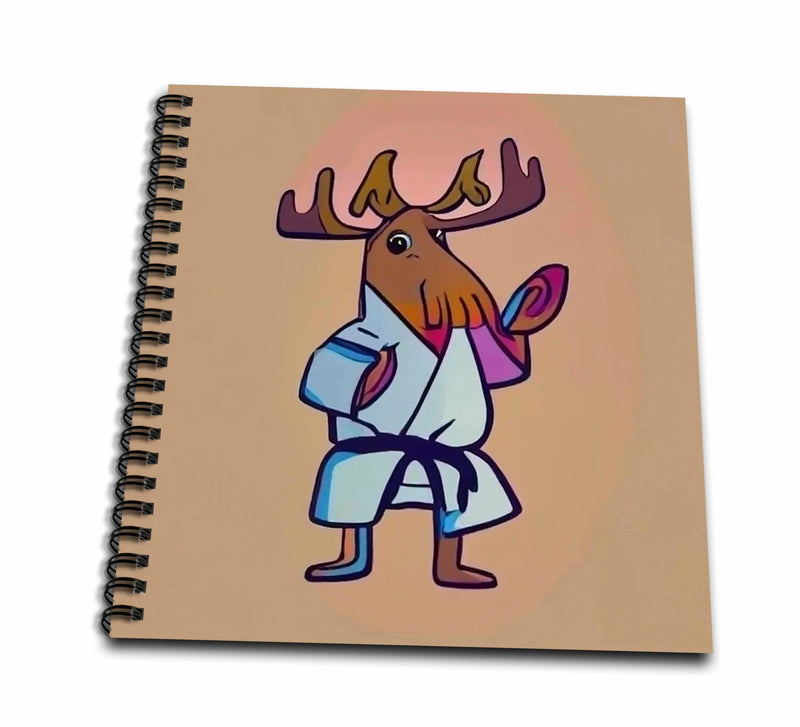 3dRose Funny Moose Practicing Karate Kick Martial Arts - Drawing Books (db-385331)