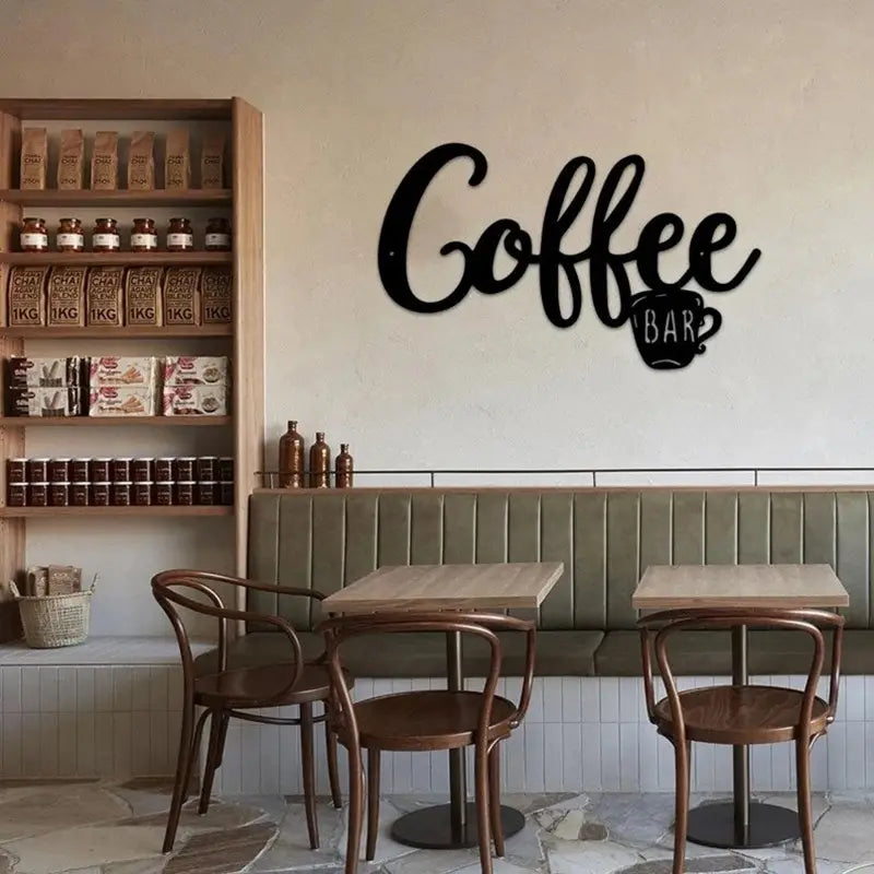 Metal Hanging Wall Sign for Coffee Bar Decor