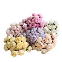 27-Piece Faux Tea Rose Bouquet for Decor and Photography