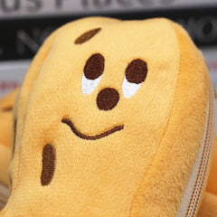 Cute Peanut Pencil Bag with Plush Embroidery Design