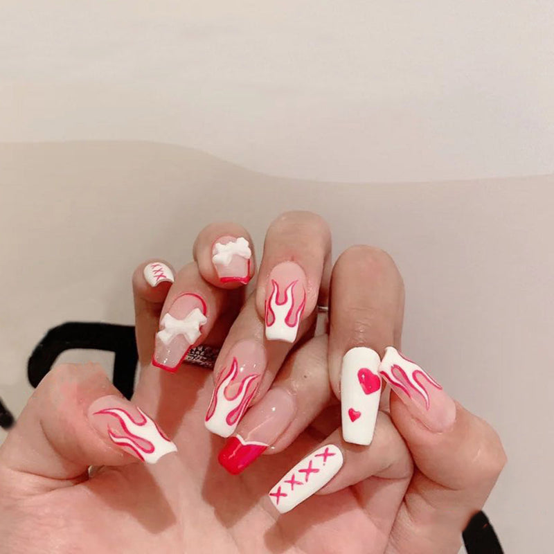Flame Bow Removable Nail Finished Patch