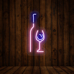 Elegant Wine Glass With Bottle Neon Sign