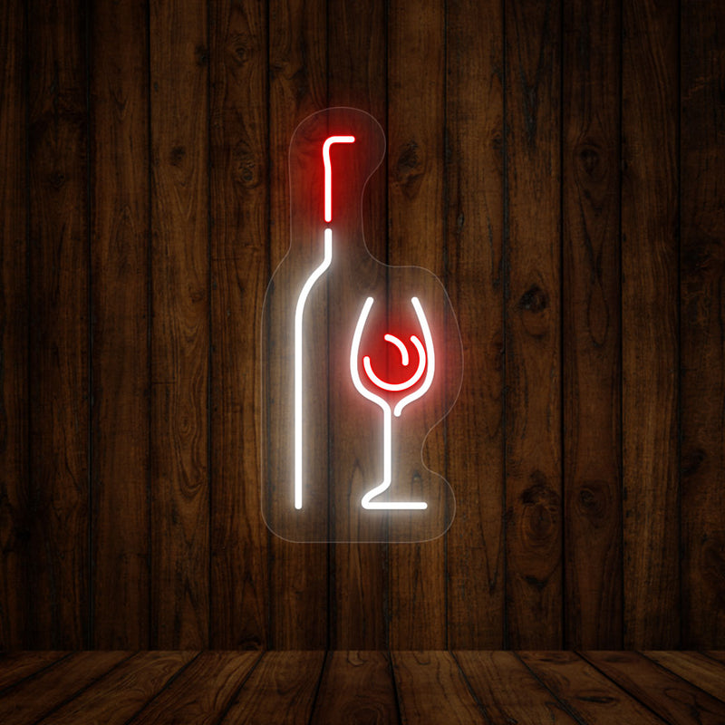 Elegant Wine Glass With Bottle Neon Sign