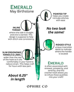 Emerald May Birthstone Crochet Hook