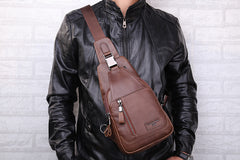 Men's Waxed Leather Single Shoulder Crossbody Bag