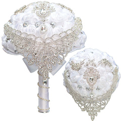 Bride's Wedding Bouquet, Luxury Handmade Rhinestone Floral