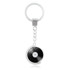 Double-Sided Rotating Vinyl Record Keychain Pendant