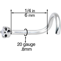 Solid 14K White Gold 1.5mm Genuine Diamond Nose Ring