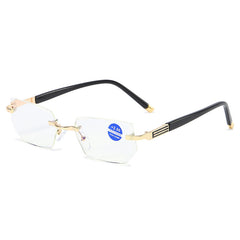 Rimless Diamond-Cut Blue Light Reading Glasses