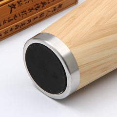 Creative Bamboo Insulated Cup - Double Layer Stainless Steel
