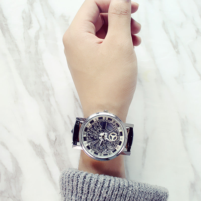 Waterproof Leather Strap Dual-Sided Quartz Couple Watch