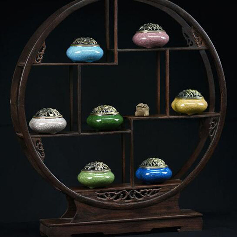 Colorful Ceramic Aroma Burner with Crackle Design