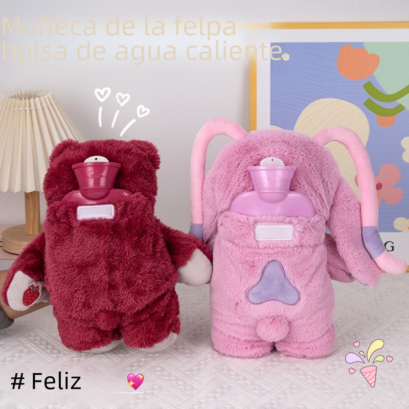 Winter Plush Hot Water Bottle with Cute Design