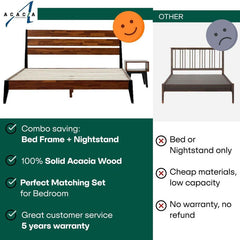[Buy 1 Get 1] Emery Solid Wood Bed Frame & Nightstand