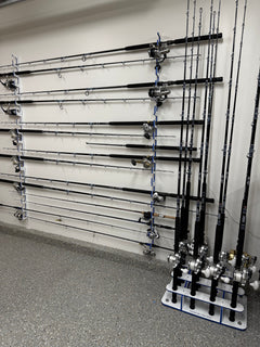 Made in the USA Fishing Rod Rack | 12 Pole Waterproof Wash-down | Dock, Garage, Boat, Storage