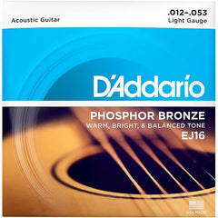 D'Addario EJ16 Phosphor Bronze Acoustic Guitar Strings, 12-53 Light