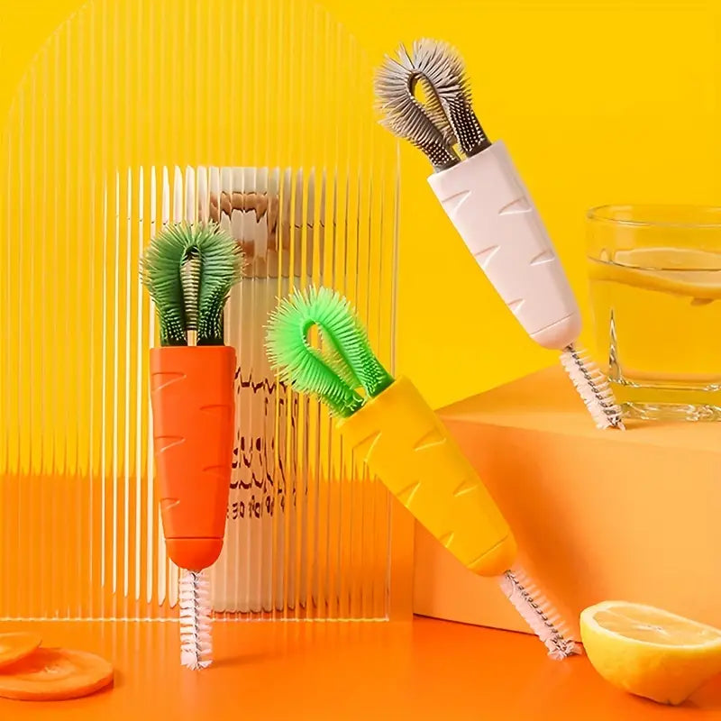 Carrot Cup Brush Set for Cleaning Bottles and Grooves
