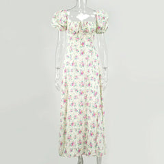 Summer Women Puff Sleeve Floral Printed Dress,Long Dresses,Woman Clothing,Dress Women,Women's Elegant Dresses,Sexy Costume Women