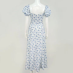 Summer Women Puff Sleeve Floral Printed Dress,Long Dresses,Woman Clothing,Dress Women,Women's Elegant Dresses,Sexy Costume Women