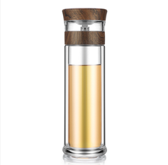 Green Pearl Double Layer Glass Tea Infuser Cup