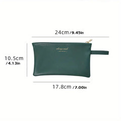 Letter Graphic Soft Leather Makeup Bag with Wristlet