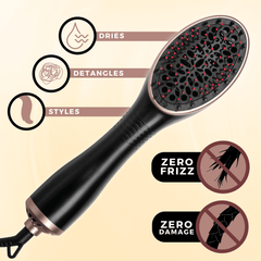 Hot & Hotter 2-in-1 Ceramic Hair Styler & Dryer, 1 Count, Black & Gold