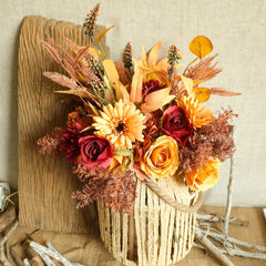 Autumn Color Bouquet with Green Plants - Fake Flowers