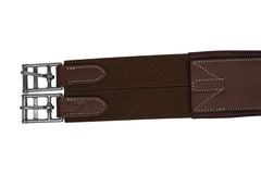 Huntley Equestrian Sedgwick Leather Fancy Stitched Padded Leather Contour Shaped Girth with Double End Elastic