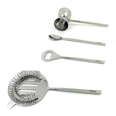 Vibhsa Bar Tools Accessories & Bartending Kit set of 4 for Home Bar (Silver)