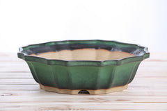 Willow Bonsai Ceramics Flower Design Bonsai Pot 10 Inch – Elegant Ceramic Bonsai & Succulent Planter, High‑Fired Frost‑Proof Stoneware with Drainage & Wiring Holes, Handmade in USA (Avocado)