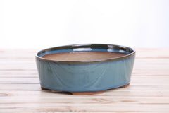 Willow Bonsai Ceramics Oval A Bonsai Pot 8 Inch – Straight‑Sided Oval Ceramic Bonsai & Succulent Planter, High‑Fired Frost‑Proof Stoneware with Drainage & Wiring Holes, Handmade in USA (Peacock 2025)