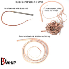 Bull Whip 6, 8, 10, 12, 14 & 16 Feet long 12 Strands Cowhide Leather Equestrian Bullwhip Indiana Jones