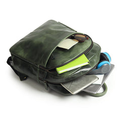 Luxury Italian Leather Backpack, Green