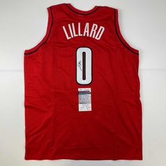 Autographed/Signed Damian Lillard Portland Red Basketball Jersey JSA COA