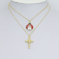 Gold Silver Ball Cross Ladybird Ladybug Pendant charm, Sku#A505
