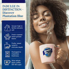 Plantation Blue 100% Jamaica Blue Mountain Premium Coffee (16 oz - medium roasted whole beans)