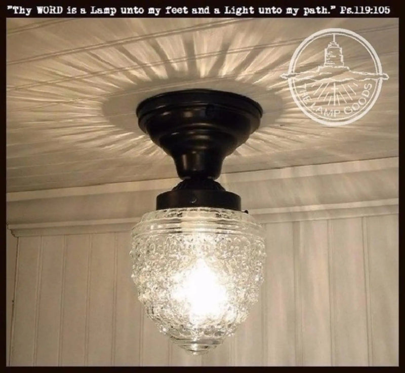 Antique Acorn Glass Flush Mount Ceiling Light | 5
