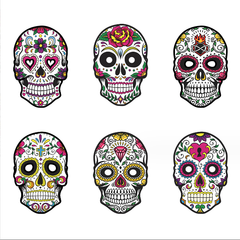 6PCS Day of the Dead DIY Skull Masks for Halloween