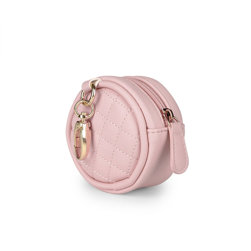 PU Leather Pacifier Bag with Keychain Loop for Small Items