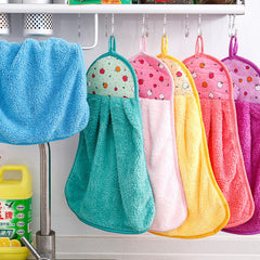 Thick Coral Fleece Hanging Hand Towels for Kitchen