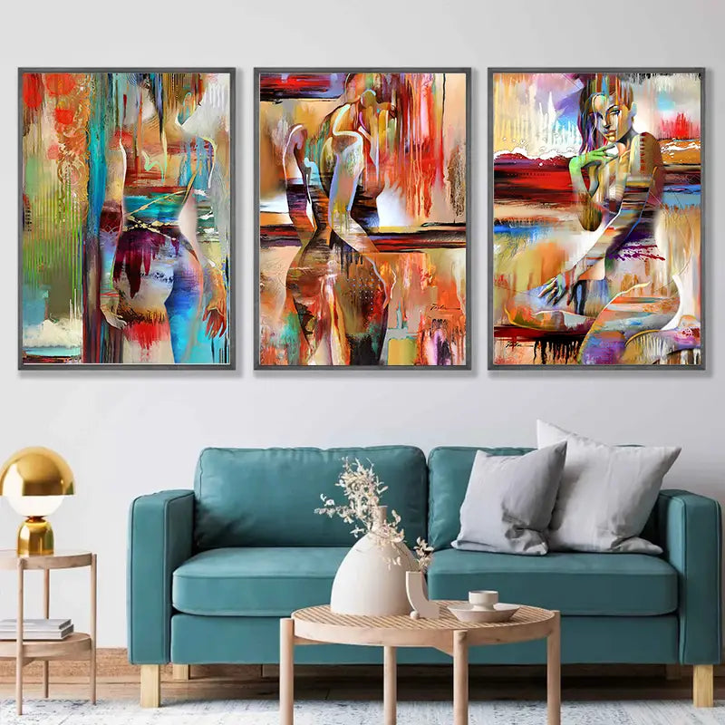 3-Piece Set Abstract Sexy Women Canvas Wall Art 11.8x15.7